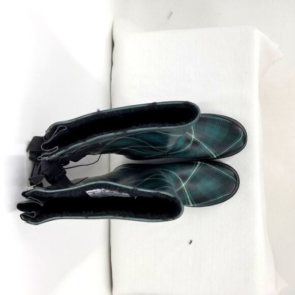 Western Chief "Coreen" Plaid Evergreen Tall Rubber Boots - Picture 3 of 11